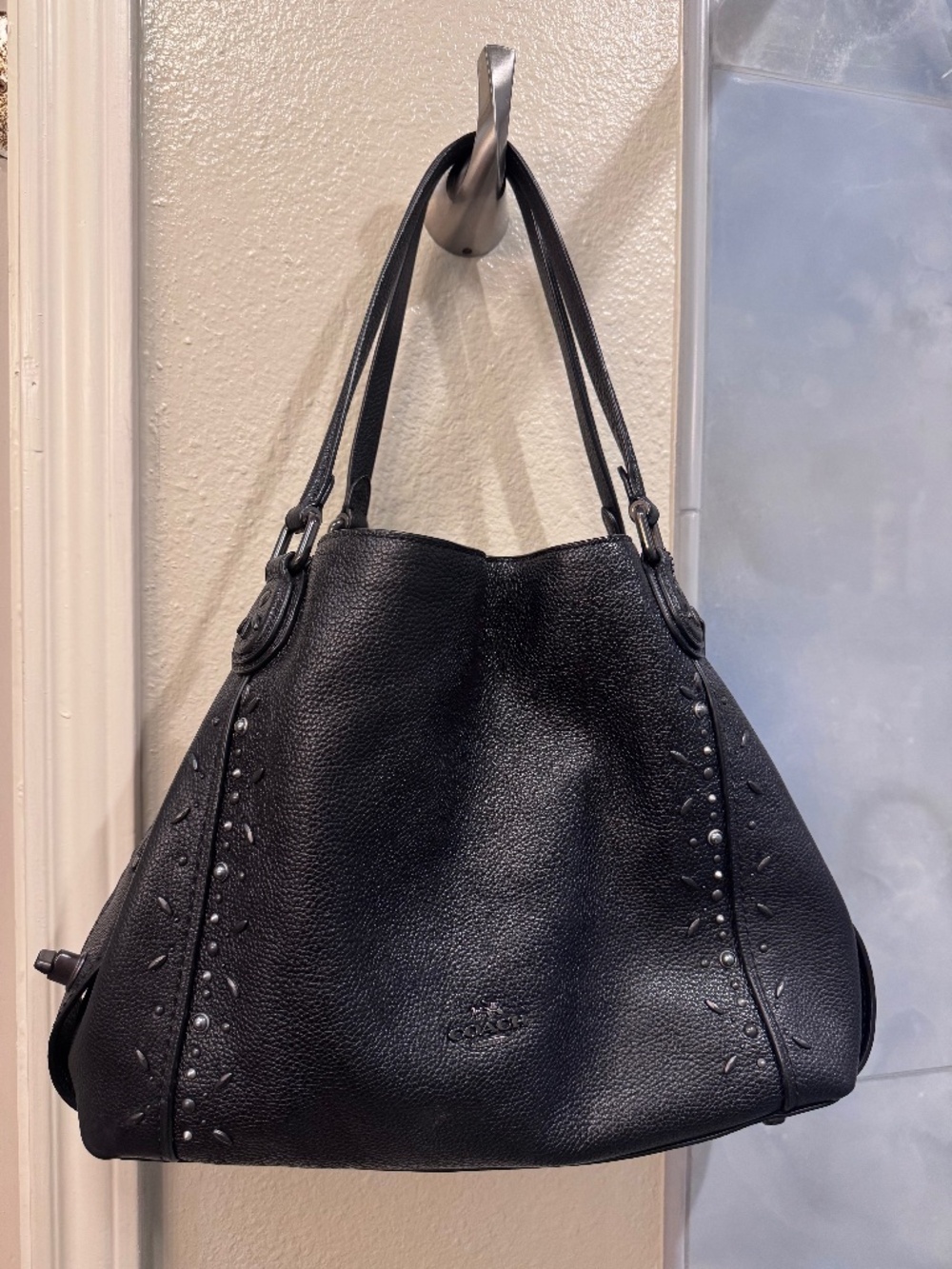 Coach Edie Black Shoudler Bag with Studs
